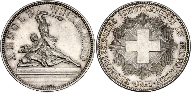 Switzerland 5 Francs 1861

X# S6, Dav. 380, N# 27040; Silver; Nidwalden Shooti...