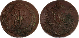 Russia 5 Kopeks 1765 MM Overstike