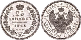 Russia 25 Kopeks 1846 СПБ ПА