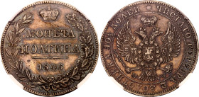 Russia Poltina 1846 MW NGC AU53