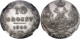 Russia - Poland 10 Groszy 1840 MW NGC MS62