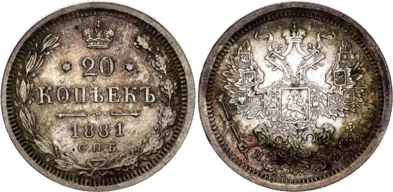 Russia 20 Kopeks 1881 СПБ НФ

Bit# 234, Conros# 146/62; Silver 3.73 g.; AUNC...