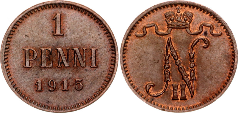 Russia - Finland 1 Penni 1915

Bit# 475, Conros# 489/39, N# 6796; Copper 1.28 ...