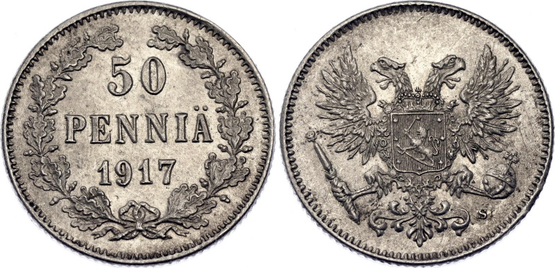 Russia - Finland 50 Pennia 1917 S

Bit# GSF1, Conros# 485/22; Silver 2.65 g.; ...