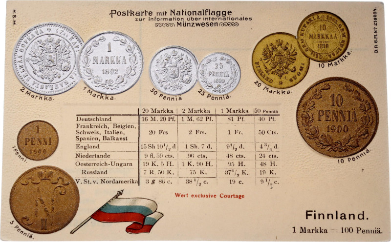 Russia - Finland Post Card "Coins of Finland" 1904 - 1912 (ND)

Finland Coinag...