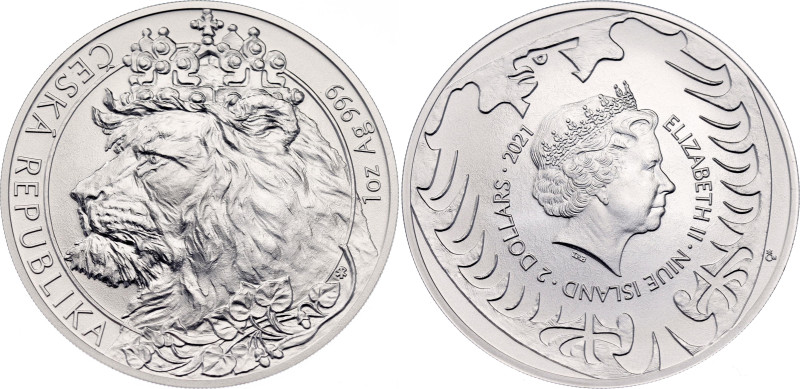 Niue 2 Dollars 2021 "Czech Lion"

N# 277530; Silver (.999) 1 Oz.; Elizabeth II...