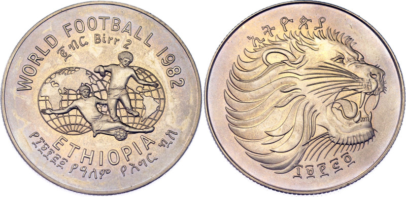 Ethiopia 2 Birr 1982 EE 1974

KM# 64, N# 27999; Copper-nickel; FIFA World Cup ...