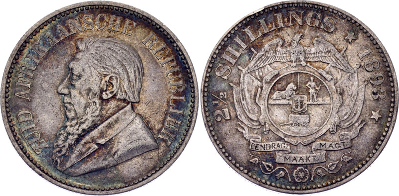 South Africa 2-1/2 Shillings 1893

KM# 7, Hern# Z30, N# 21288; Silver; Pretori...