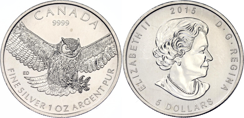 Canada 5 Dollars 2015 

KM# 1883, N# 76074; Silver; Elizabeth II; Birds of Pre...