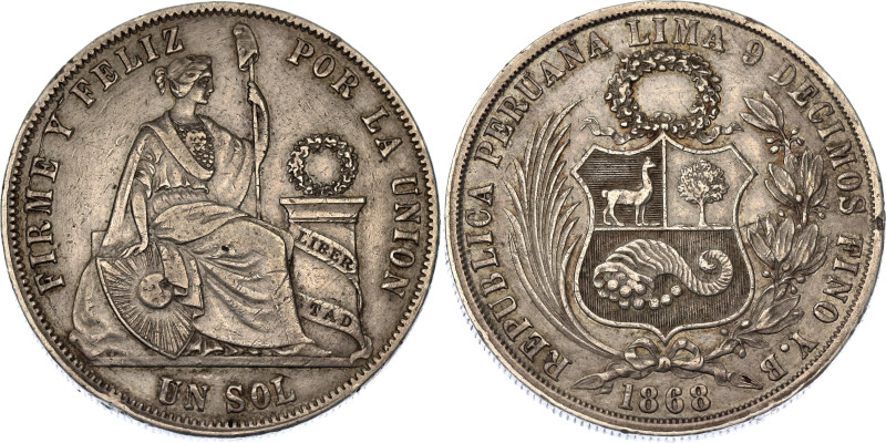 Peru 1 Sol 1868 YB 

KM# 196, N# 9096; Silver; XF+/AUNC