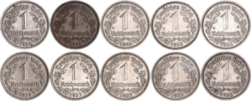 Germany - Third Reich 10 x 1 Reichsmark 1934 - 1938

KM# 78, AKS# 36, N# 9527;...