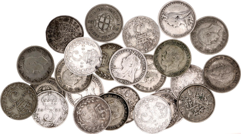 Great Britain 25 x 3 Pence 1890 - 1940

Silver., Total weight: 34.16 g.; Vario...