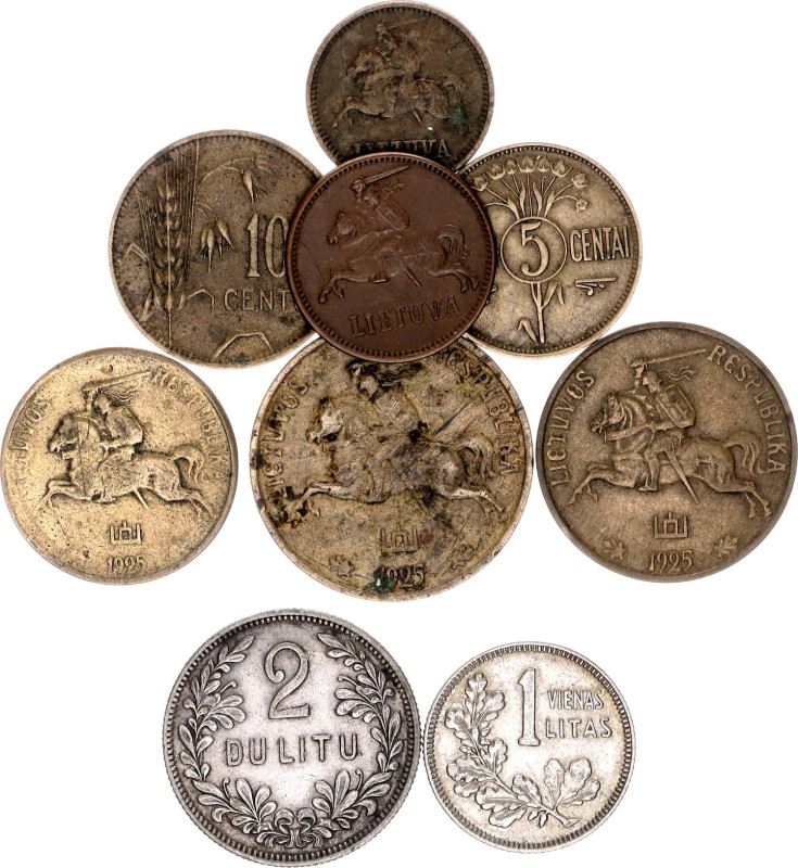 Lithuania Lot of 9 Coins 1925 - 1936

With Silver; Various Motives, Dates & De...