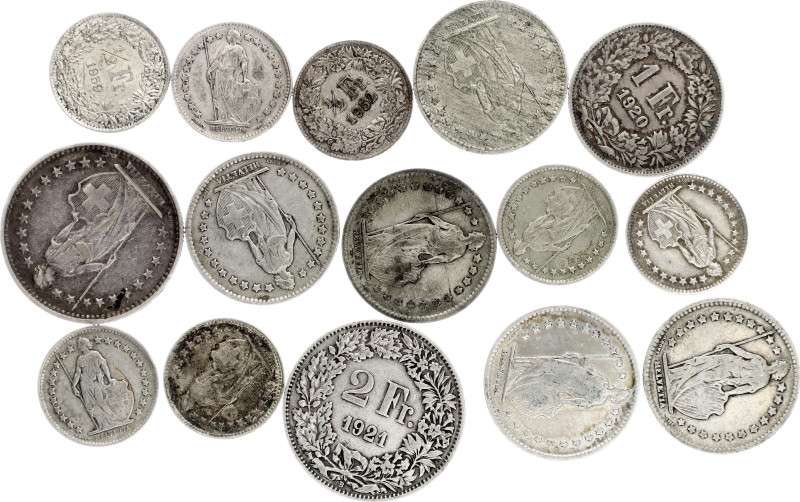 Switzerland Lot of 15 Coins 1903 - 1963 B

KM# 21, 23, 24; Silver., Total weig...