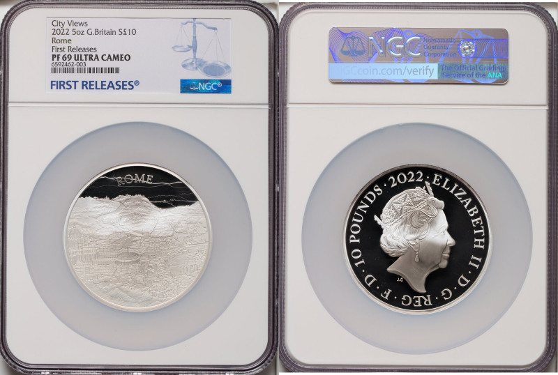 Elizabeth II silver Proof "Rome" 10 Pounds (5 oz) 2022 PR69 Ultra Cameo NGC, Cit...