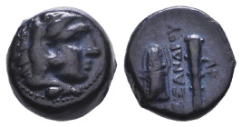 Greek Coins. 4th - 1st century B.C. AE Reference: Condition: Very Fine
Weight: 1.8g Diameter: 11mm