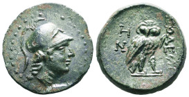 Greek Coins. 4th - 1st century B.C. AE Reference: Condition: Very Fine
Weight: 7.9g Diameter: 23.7mm