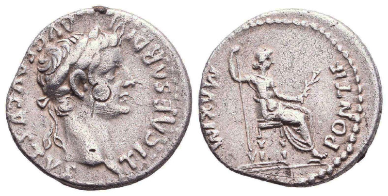 Tiberius. A.D. 14-37. AR denarius. Lugdunum mint. Reference: Condition: Very Fin...