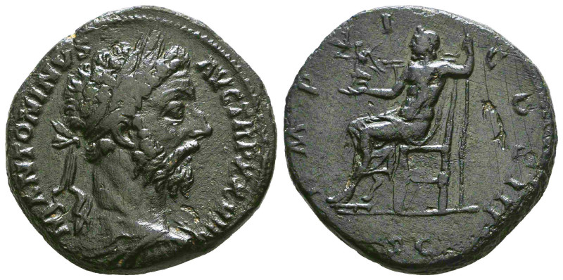 Marcus Aurelius Æ Sestertius. Rome, AD 174-175. M ANTONINVS AVG TR P XXVIII, lau...
