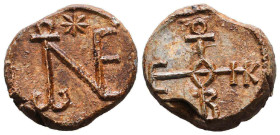 Byzantine Lead Seals, 7th - 13th Centuries. Reference: Condition: Very Fine
Weight: 11.7g Diameter: 20.mm