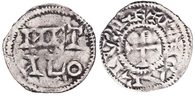 FRANCE. FEUDAL. Melle. Charles the Simple. 898-923. AR denier. Reference: Condit...