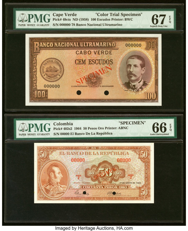 Cape Verde Banco Nacional Ultramarino 100 Escudos ND (1958) Pick 49cts Color Tri...