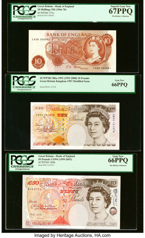 Great Britain Bank of England 10 Shillings; 10; 50 Pounds ND (1966-2003) Pick 37...