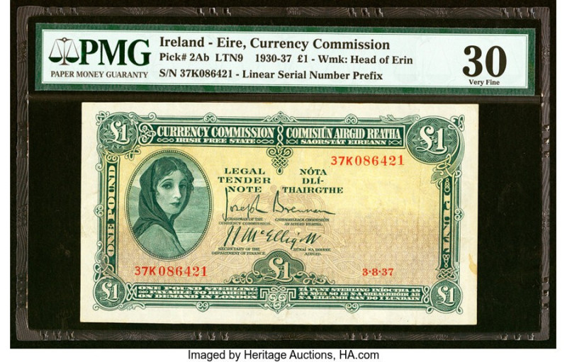 Ireland - Republic (Eire) Currency Commission Irish Free State 1 Pound 3.8.1937 ...