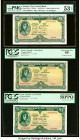 Ireland - Republic (Eire) Central Bank of Ireland 1 Pound 12.8.1946; 6.1.1954; 31.12.1958 Pick 57b1; 57c; 57d Three Examples PMG About Uncirculated 53...