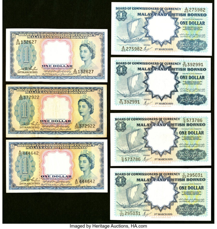 Malaya and British Borneo Board of Commissioners of Currency Group Lot of 7 Exam...