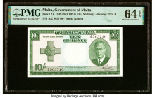 Malta Government of Malta 10 Shillings 1949 (ND 1951) Pick 21 PMG Choice Uncirculated 64 EPQ. HID09801242017 © 2023 Heritage Auctions | All Rights Res...