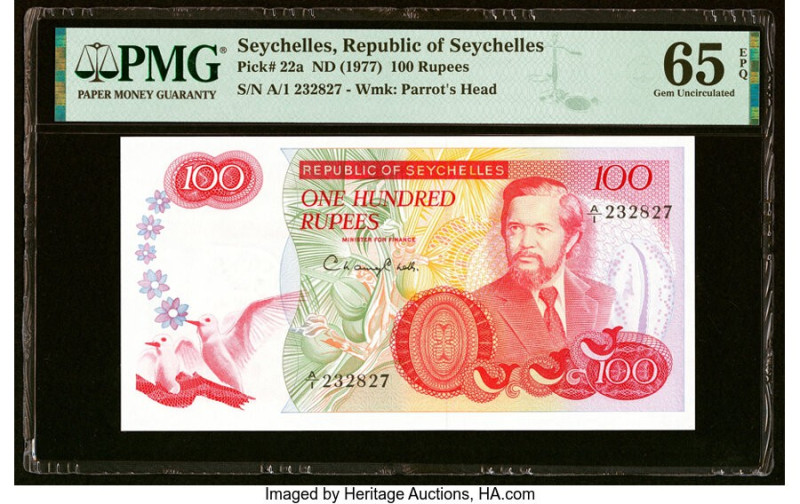 Seychelles Republic of Seychelles 100 Rupees ND (1977) Pick 22a PMG Gem Uncircul...