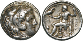 ROYAUME DE MACEDOINE, Alexandre III le Grand (336-323), AR tétradrachme, 311-305 av. J.-C., Babylone. D/ T. d'Héraclès à d., coiffé de la dépouille de...
