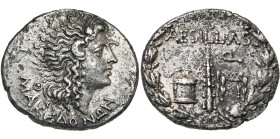 MACEDOINE, sous domination romaine, Aesillas, questeur (93-92), AR tétradrachme, Pella (?). D/ MAKEΔONΩN T. d'Alexandre le Grand à d., avec la corne d...