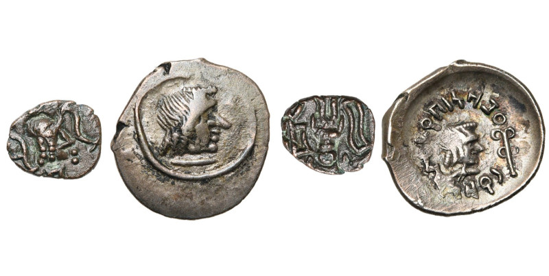 ARABIE, HIMYARITES, lot de 2 p.: petit bronze, T. à d./Bucrâne (TB); hémidrachme...