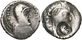 SAKARAUKAE OU INDO-PARTHES, Tanlis II (?), AR drachme, 1er s. av. J.-C., Alexandreia Arion (?). D/ ΤANΛI[CMAPΔATHC] B. casqué à d. R/ PAΓΓOΔH[MHKYPIA]...