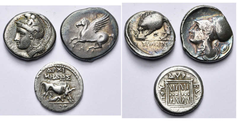 lot de 3 p.: Lucanie, Velia, didrachme, T. d'Athéna à g./Lion dévorant une proie...