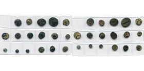 lot de 17 bronzes, dont: Royaume séleucide, Antiochos II, T. d'Apollon/Trépied; Antiochos IV, T. de Déméter/Eléphant; Syrie, Antioche, T. de Zeus/Zeus...