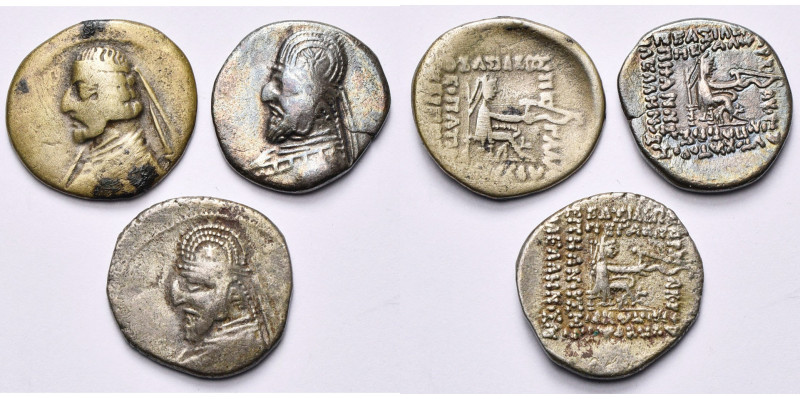 ROYAUME PARTHE, Orodes Ier (90-77), lot de 3 drachmes frappées à Rhagae: Sellwoo...