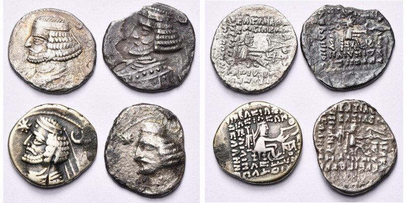 ROYAUME PARTHE, Orodes II (57-38), lot de 4 drachmes: Rhagae, Kangavar (ébréchée...