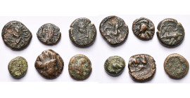 ROYAUME PARTHE, lot de 6 chalques: Osroes II, R/ Bélier; Vologases IV, R/ Aigle, Bélier (2); Monnayage autonome, Séleucie, R/ Tyché assise (?); Ecbata...