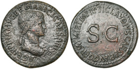 AGRIPPINE l'Ancienne (†33), femme de Germanicus, mère de Caligula, AE sesterce, vers 50, Rome. Frappé sous Claude. D/ AGRIPPINA M F GERMANICI CAESARIS...