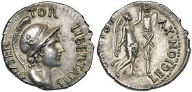 GUERRE CIVILE, AR denier, 69-70, Germanie Inférieure. Révolte de Julius Civilis et des Gaules. D/ ADSERTOR LIBERTATIS T. masculine jeune, casquée à d....