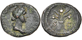 DOMITIEN Auguste (81-96), AE quadrans, 86, Rome. D/ IMP DOMITIAN AVG GERM COS XII B. dr. de Cérès à d., cour. d'épis. R/ Gerbe de trois pavots et quat...