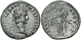 NERVA (96-98), AE as, 97, Rome. D/ IMP NERVA CAES AVG P M TR P COS III P P T. l. à d. R/ AEQVITAS AVGVST/S-C Aequitas deb. à g., ten. une balance et u...