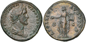ANTONIN le Pieux (138-161), AE sesterce, 140-144, Rome. D/ ANTONINVS AVG- PIVS PP TR P COS III B. l., dr. à d. R/ APOLLINI- AVGVSTO/ S-C Apollon, l. e...