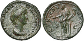 FAUSTINE l'Ancienne (†141), femme d'Antonin le Pieux, AE dupondius, 139-141, Rome. D/ FAVSTINA AVG ANTONINI AVG PII P P B. dr. à d. R/ CONCORDIA [AVG]...
