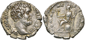 CLODIUS ALBINUS César (193-195), denier, Rome. D/ D CLOD SEPT- ALBIN CAES T. nue à d. R/ ROMAE AE-T-ERNAE Roma assise à g. sur un bouclier, ten. le pa...