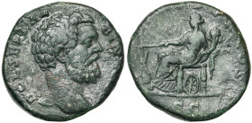 CLODIUS ALBINUS César (193-195), AE sesterce, 194-195, Rome. D/ D CL SEPT AL-BIN CAES T. à d. R/ FORT RED-VCI COS II/ SC Fortuna assise à g., ten. un ...