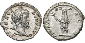 SEPTIME SEVERE (193-211), AR denier, 201-210, Rome. D/ SEVERVS- PIVS AVG T. l. à d. R/ FVNDAT-OR- PACIS L'empereur voilé, deb. à g., ten. un rameau et...